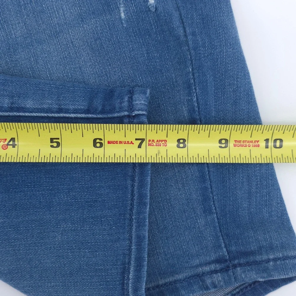 Seven7 Women Denim Shorts Size 6 Blue Bermuda Distressed‎ Stretch